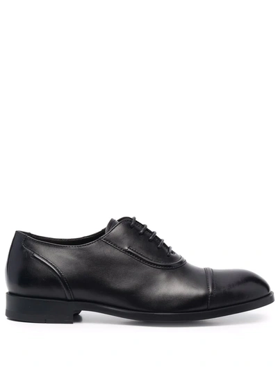 Ermenegildo Zegna Leather Oxford Shoes In Schwarz