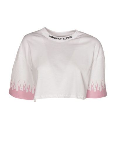 Vision Of Super Pink Flames T-shirt In White