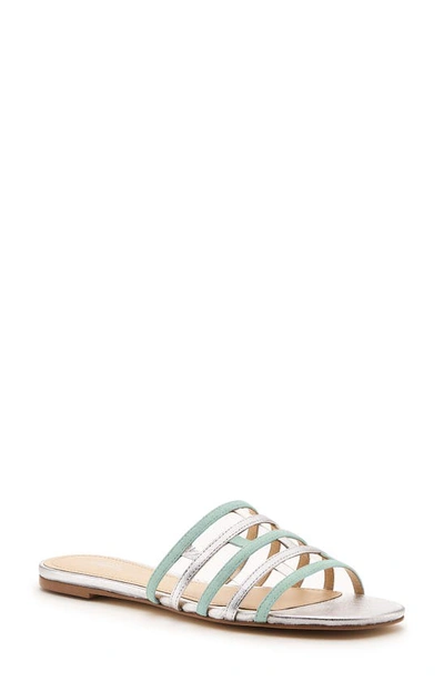 Botkier Brandy Bicolor Leather Flat Sandals In Mint