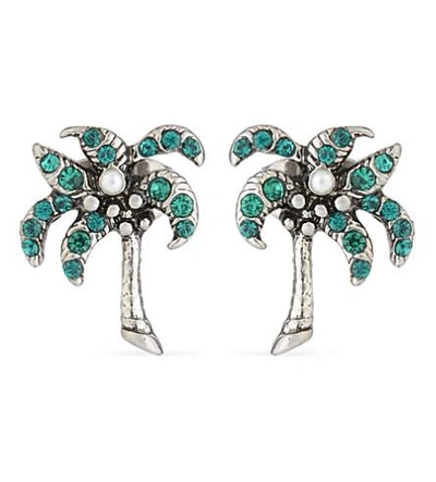 Marc Jacobs Palm Tree Stud Earrings In Antique Silver