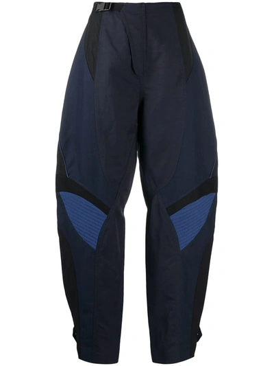 Stella Mccartney Brooke Panelled Cotton-blend Cropped Trousers In Blue