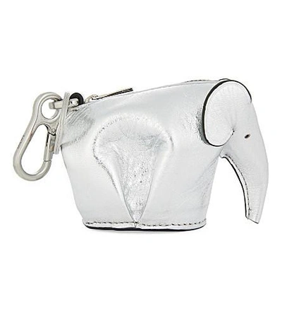 Loewe Elephant Leather Coin Purse In Silver