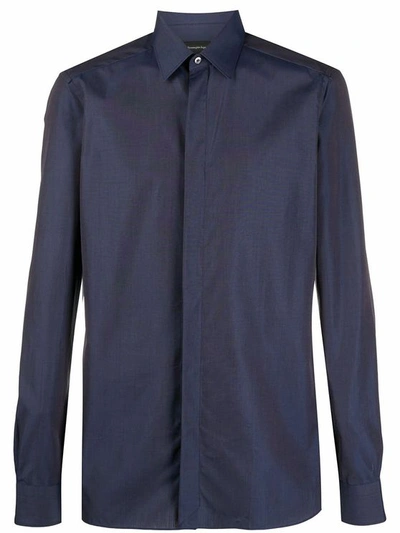 Ermenegildo Zegna Men's Blue Cotton Shirt