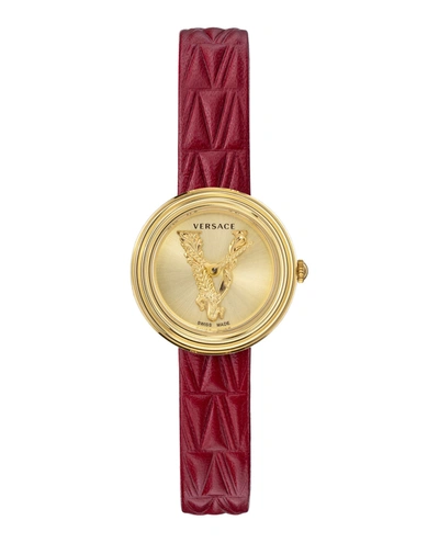 Versace Women's Virtus Mini Goldtone & Leather-strap Watch