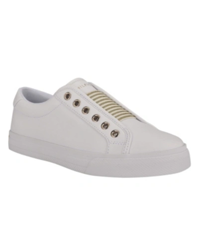 Tommy Hilfiger Laven Womens Faux Leather Fashion Slip-on Sneakers In White