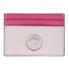 Versace La Medusa Colorblock Leather Card Case In Fuxia Light Pink