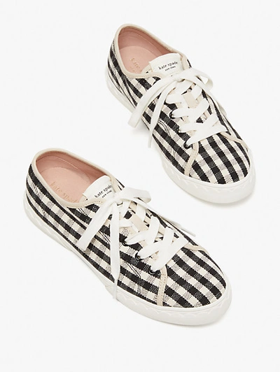 Kate Spade Vale Gingham Trainers In Gingham Black/cream