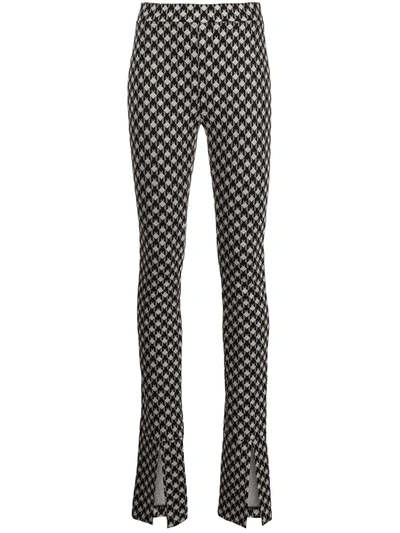 Rosetta Getty Skinny Split Cuff Houndstooth Pants In Black Natural