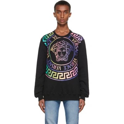 Versace Womens Black + Multi Logo-print Cotton-blend Sweatshirt 6