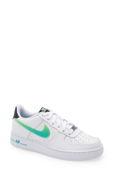 Nike Air Force 1 Lv8 1 Big Kid's Shoes In White/ Green/ Aqua/ Black