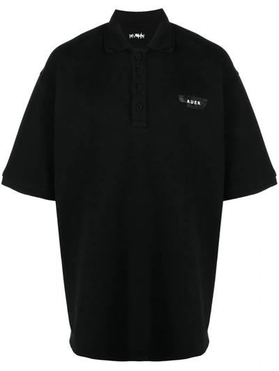 Ader Error Logo-embellished Polo Shirt In Black