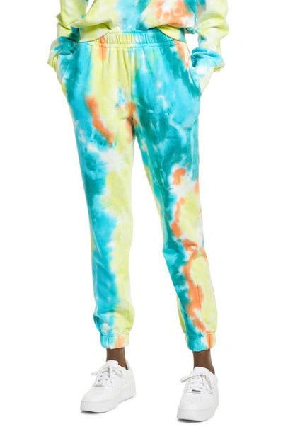Afrm Tazo Knit Joggers In Teal/yellow Tie Dye
