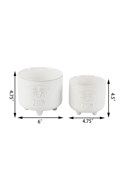 Flora Bunda 6" & 4.75" Be Kind Footed Ceramic, Set Of 2 In Ivory
