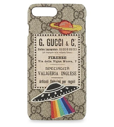 Gucci Space Supreme Canvas Iphone 7 Case In Tan