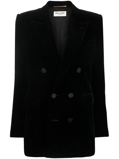 Saint Laurent Peak-lapel Double-breasted Blazer In Black