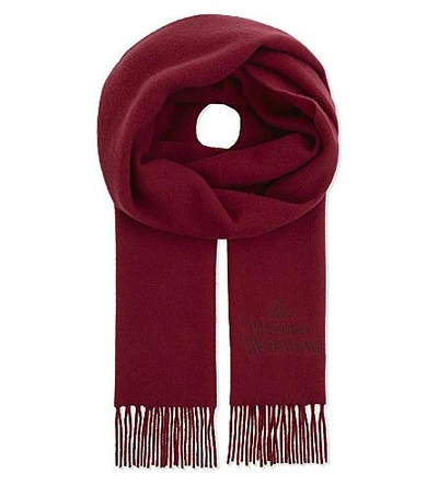 Vivienne Westwood Logo Wool Scarf In Wine