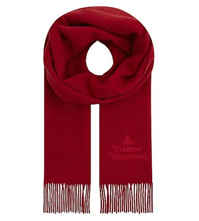 Vivienne Westwood Logo Wool Scarf In Red