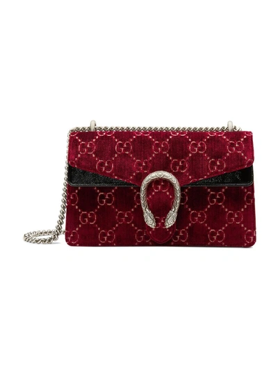 Gucci Red Dionysus Gg Velvet Small Shoulder Bag