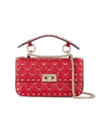 Valentino Garavani Rockstud Spike Small Leather Shoulder Bag In Red