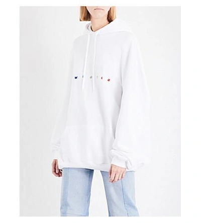 Vetements Sweater Logo-embroidered Jersey Hoody In White