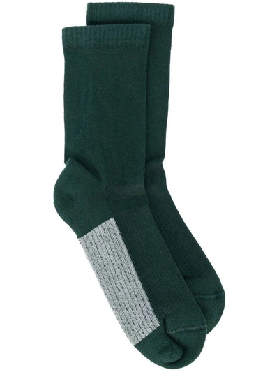 Rick Owens Forest Glitter Logo Socks In Green