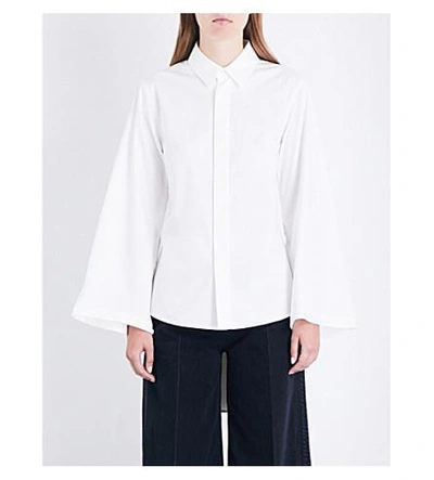 Miharayasuhiro Pleated-back Cotton-poplin Shirt In White