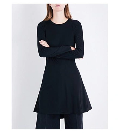 Miharayasuhiro Pleated-back Jersey And Poplin Shirt In Black