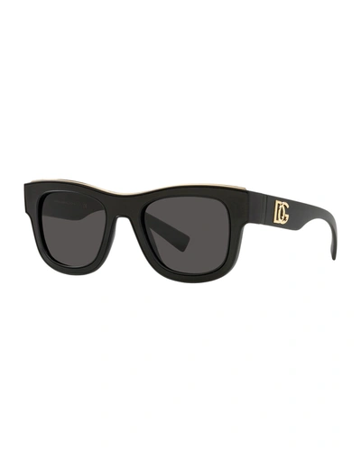Dolce & Gabbana Square Acetate Sunglasses In Matte Black