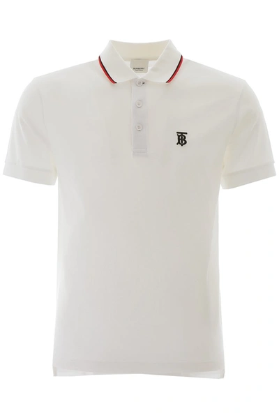 Burberry Embroidered Logo Polo Shirt In White