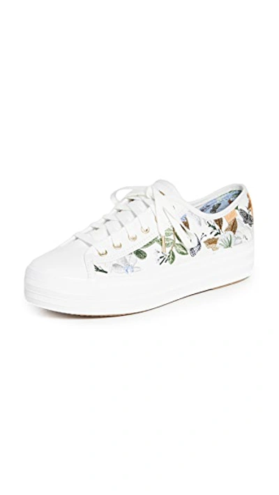 Keds X Rifle Paper Triple Kick Blue Fields Embroidered In