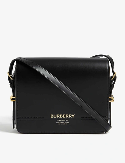 Burberry Womens Black Shiny Grace Small Leather Shoulder Bag