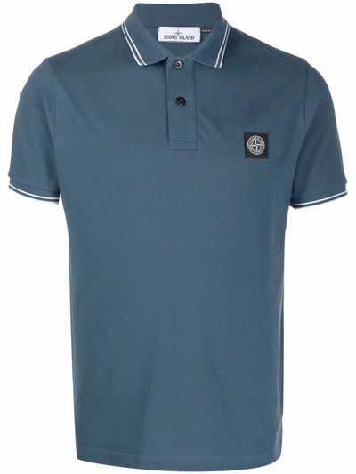 Stone Island Logo-patch Polo Shirt In Blue