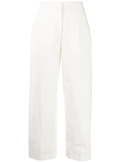 Jil Sander High-waisted Wide-leg Trousers In White