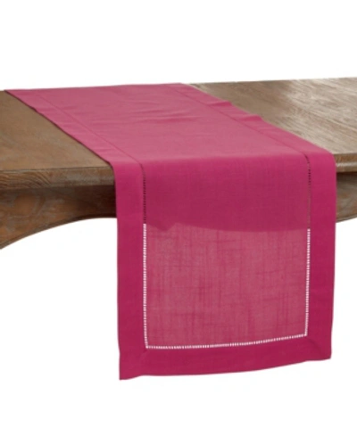 Saro Lifestyle Runner With Hemstitched Border In Fuchsia