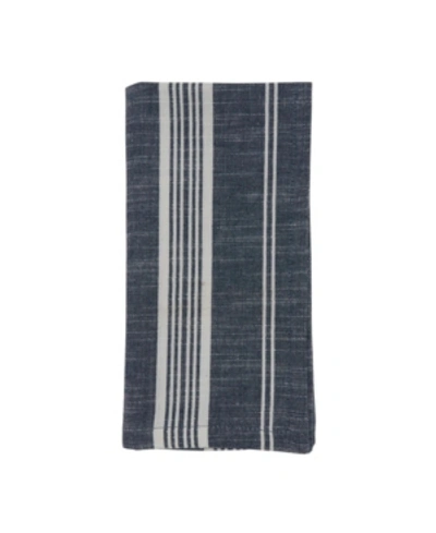 Saro Lifestyle Striped Napkin Set Of 4 In Navy