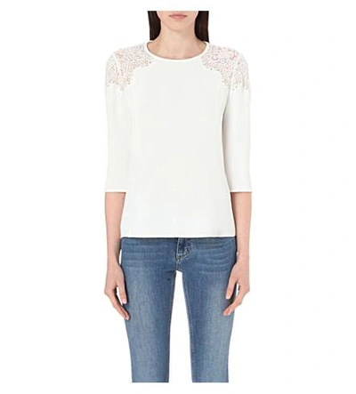 Claudie Pierlot Biche Crepe And Lace Top In Blanc