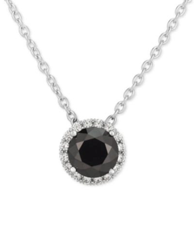 Arabella Black Cubic Zirconia 18" Pendant Necklace In Sterling Silver