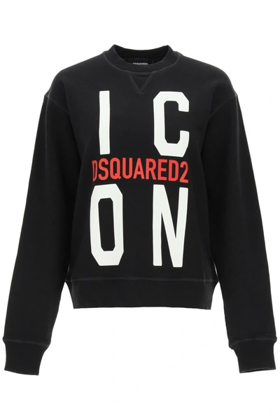 Dsquared2 Black Icon Logo-print Sweatshirt
