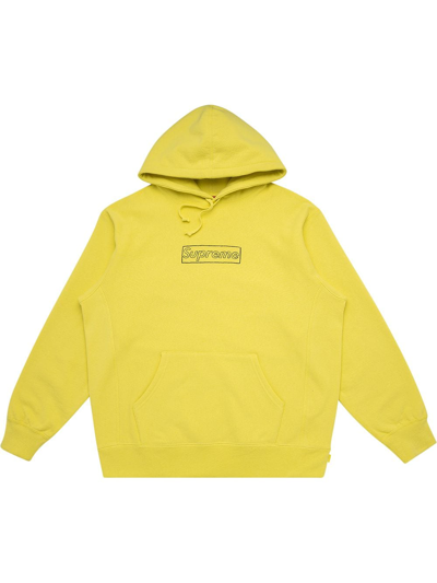 Supreme Kaws Chalk Logo连帽衫 In Yellow