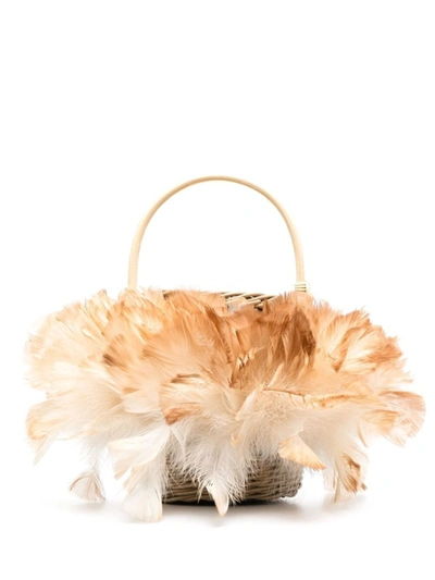 Gatti Jasmine Feather-embellished Bag In Neutrals