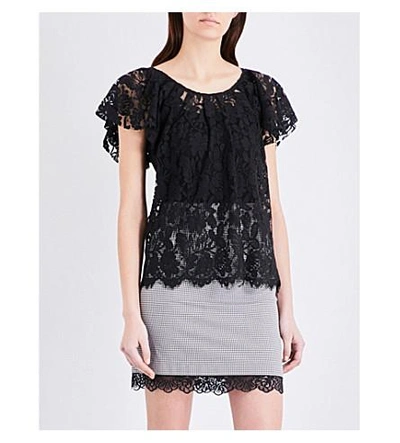 Claudie Pierlot Tonight Floral Lace Top In Noir