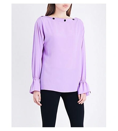 Emilio Pucci Poet-sleeved Silk-crepe De Chine Top In Pavone