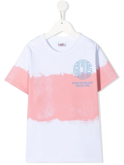 Gcds Teen Tie-dye Cotton T-shirt In White