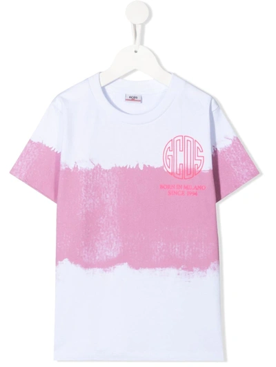 Gcds Teen Tie-dye Cotton T-shirt In White