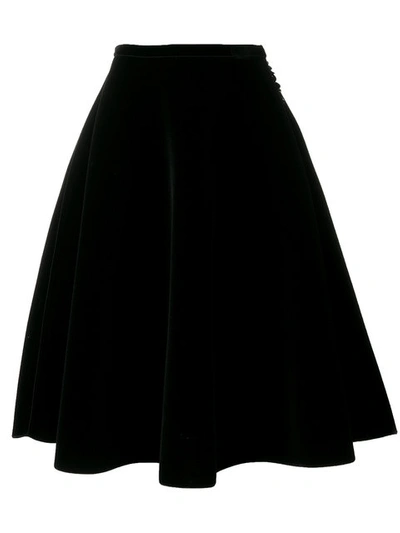 N°21 Velvet Flare Midi Skirt In Black