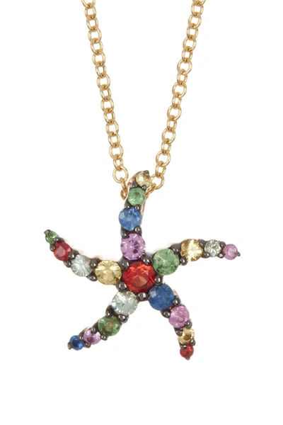 Effy 14k Yellow Gold Multi-color Gemstone Star Pendant Necklace In Green