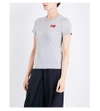 Comme Des Garçons Play Double Heart-appliqué Cotton-jersey T-shirt In Grey