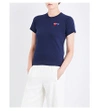 Comme Des Garçons Play Double Heart-appliqué Cotton-jersey T-shirt In Navy