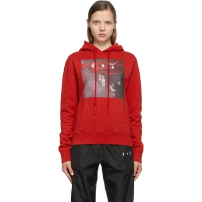 Off-white Red Sprayed Caravaggio Slim Hoodie In Samba Black