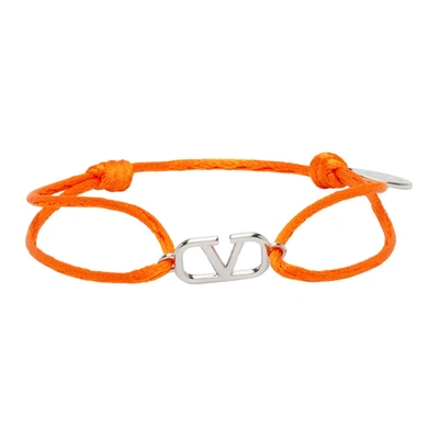 Valentino Garavani Orange Cord Vlogo Bracelet In W03 Orange